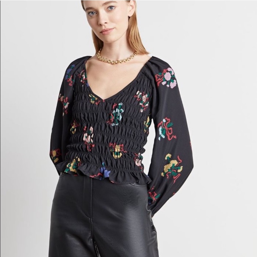 Rejina Puff Sleeve V-Neck Blouse in Boquet